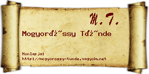Mogyoróssy Tünde névjegykártya